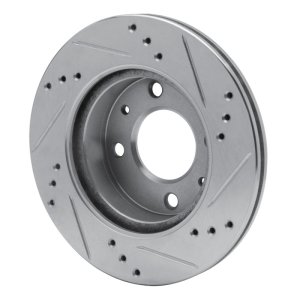Dodge Atos Brake Rotor (1) - Front Left - R1 Concepts - Drilled & Slotted - Silver - `98-`12